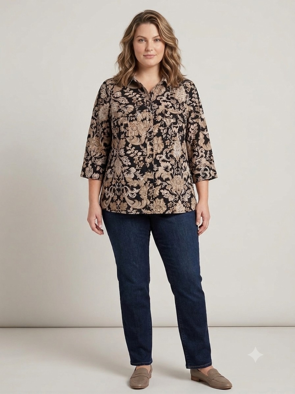 Croft & Barrow Women's  Button-Down Shirt.   3/4 Sleeve Size 1X.         WS 188